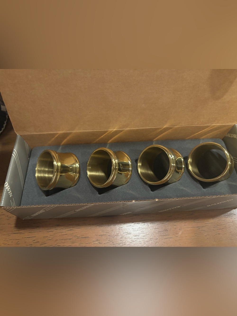 Baldwin Dover Brass Napkin Rings Set of 8 w Original Boxes